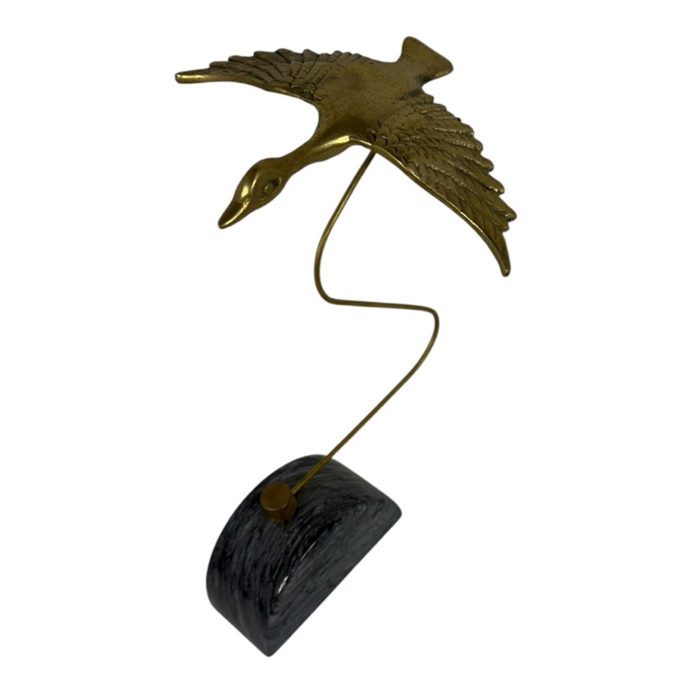 Brass Bird Sculpture on Marble Base‎